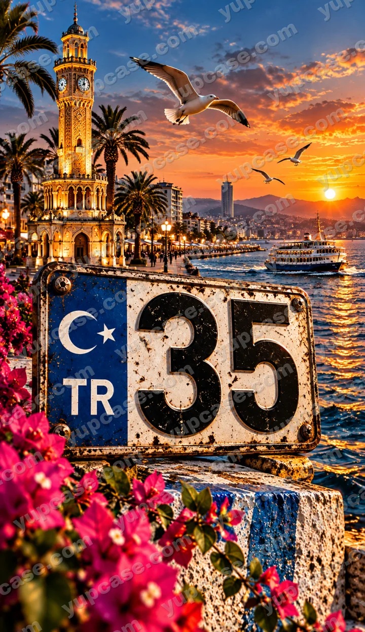 35 İzmir – İzmir Plakalı Gün Batımı Temalı Telefon Kılıfı telefon kılıfı