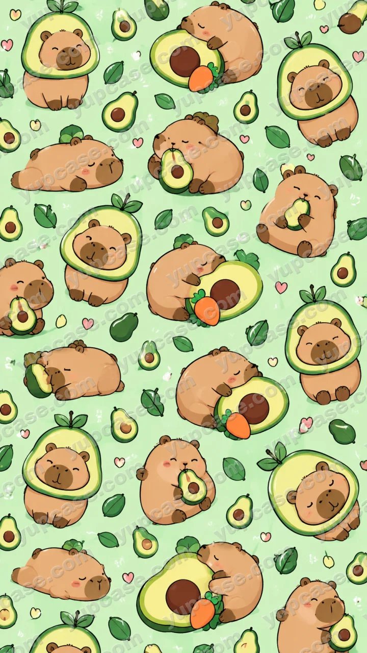 Avocado Capybara – Avokado Kostümlü Sevimli Kapibara Telefon Kılıfı telefon kılıfı