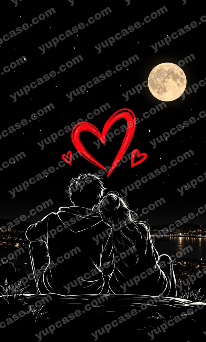 Ay Işığında Romantik Çift Telefon Kılıfı telefon kılıfı