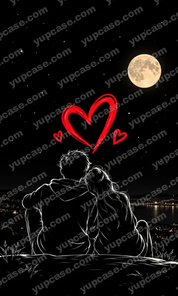 Ay Işığında Romantik Çift Telefon Kılıfı telefon kılıfı