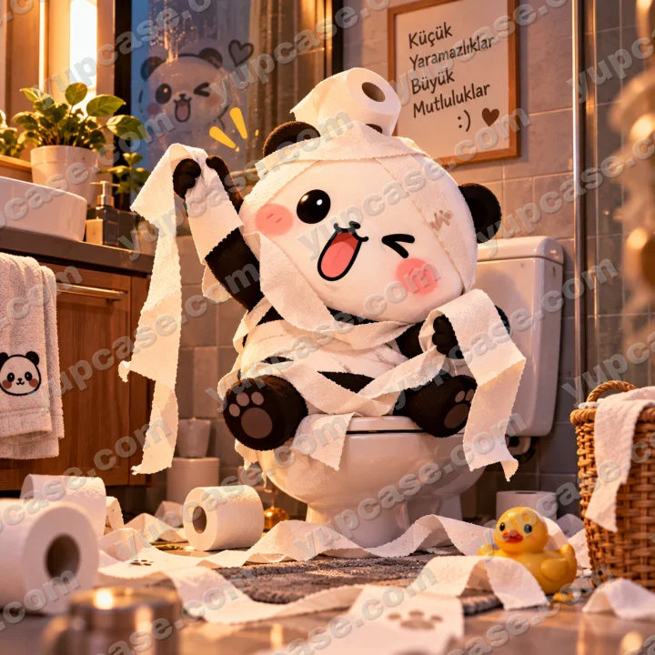 Bubu'nun Tuvalet Kâğıdı Kaosu – Komik Panda Telefon Kılıfı telefon kılıfı