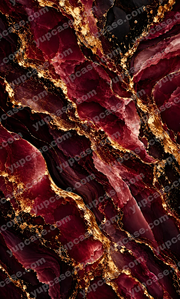 Burgundy Gold Marble – Bordo ve Altın Damarlı Mermer Desenli Telefon Kılıfı telefon kılıfı