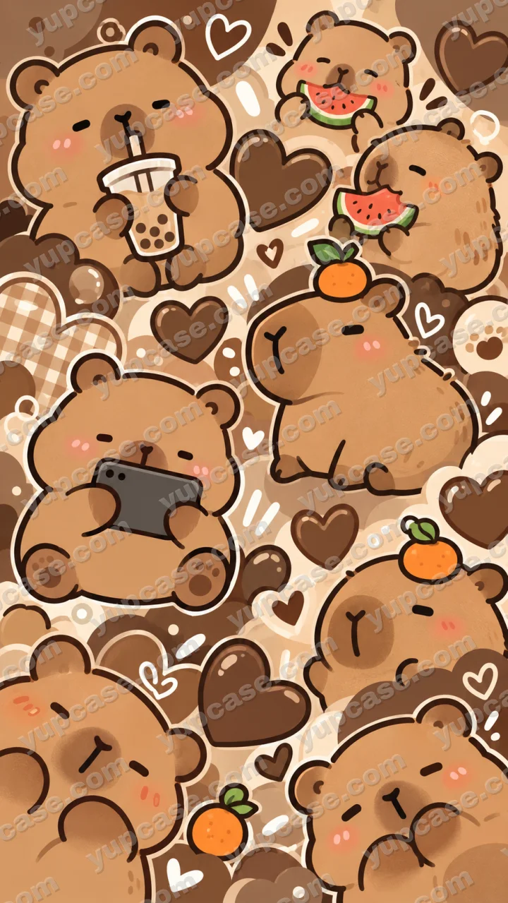 Cozy Bear Collage – Sevimli Ayıcıklar ve Kalpler Telefon Kılıfı telefon kılıfı