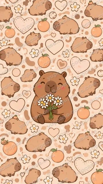 Cute Capybara Flower Garden – Papatya Buketli Sevimli Kapibara Telefon Kılıfı telefon kılıfı