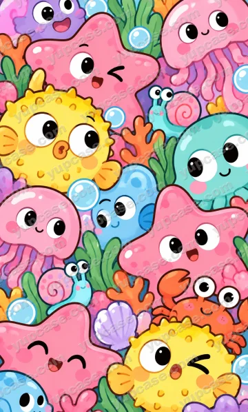 Cute Ocean Friends – Sevimli Deniz Canlıları Telefon Kılıfı telefon kılıfı