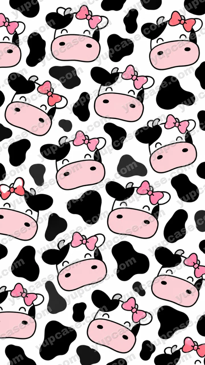 Cute Pink Bow Cow – Pembe Fiyonklu Sevimli İnek Telefon Kılıfı telefon kılıfı