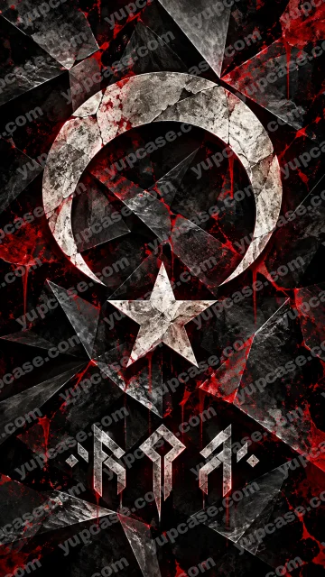 Dark Crescent – Gümüş Ay Yıldız ve Kırmızı Efektli Telefon Kılıfı telefon kılıfı