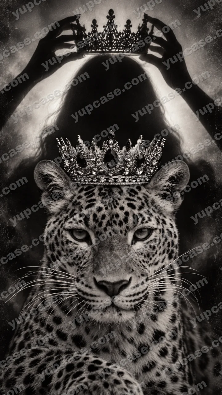 Dark Queen Leopard – Taçlı Leopar Siyah Beyaz Telefon Kılıfı telefon kılıfı