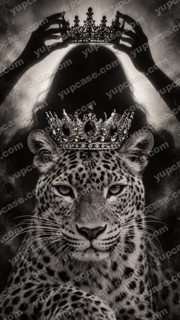 Dark Queen Leopard – Taçlı Leopar Siyah Beyaz Telefon Kılıfı telefon kılıfı