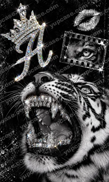Diamond Tiger – Gümüş Simli Kaplan ve Kristal Detaylı Telefon Kılıfı telefon kılıfı