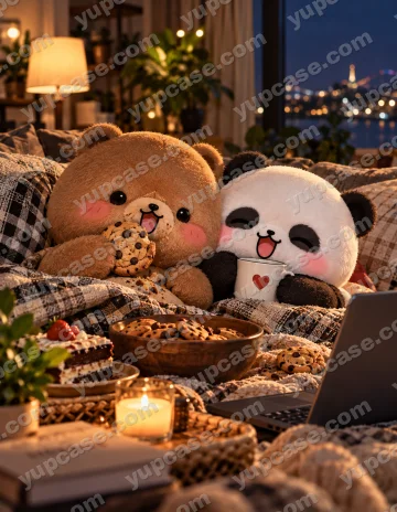 Dudu & Bubu – Cozy Movie Night Gerçekçi Ayıcık Telefon Kılıfı telefon kılıfı