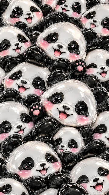 Glossy Panda Collage – Parlak 3D Sevimli Panda Telefon Kılıfı telefon kılıfı