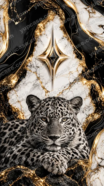 Golden Marble Leopard – Siyah Altın Mermer ve Leopar Desenli Telefon Kılıfı telefon kılıfı