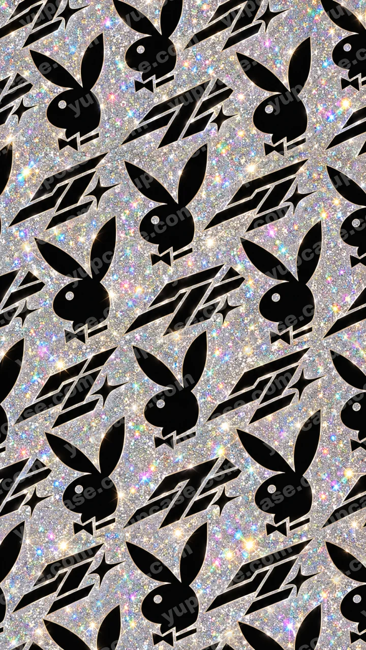 Holographic Bunny – Siyah Tavşan ve Gümüş Holografik Desenli Telefon Kılıfı telefon kılıfı