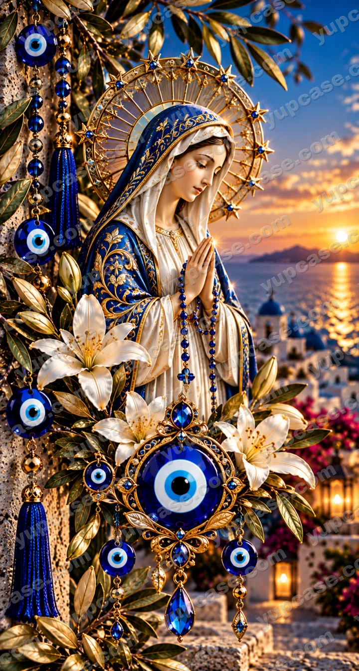 Madonna Nazar – Meryem Ana ve Nazar Boncuklu Telefon Kılıfı telefon kılıfı
