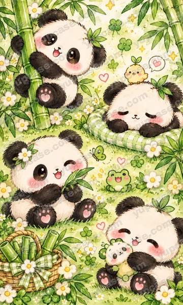 Pastel Panda Garden – Bambu Bahçesinde Sevimli Panda Desenli Telefon Kılıfı telefon kılıfı