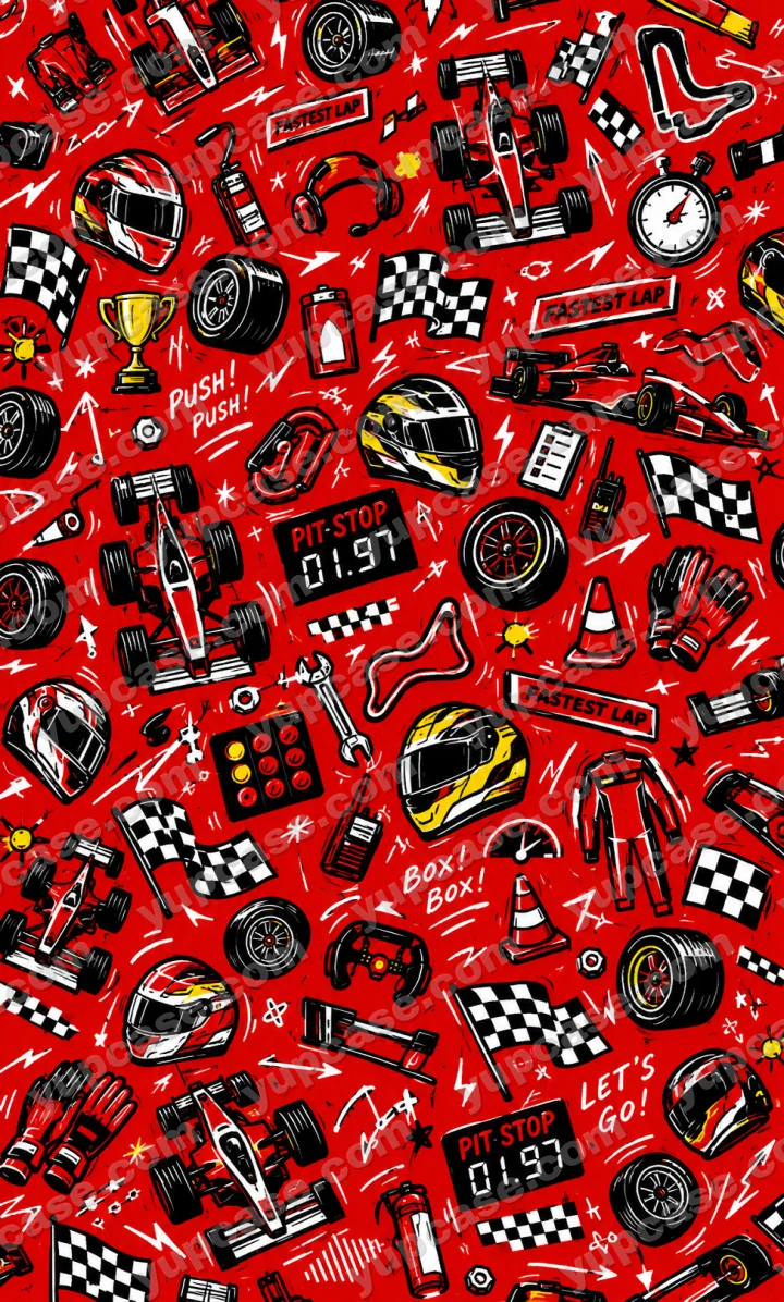 Racing Doodle – Kırmızı Formula Yarış Desenli Telefon Kılıfı telefon kılıfı