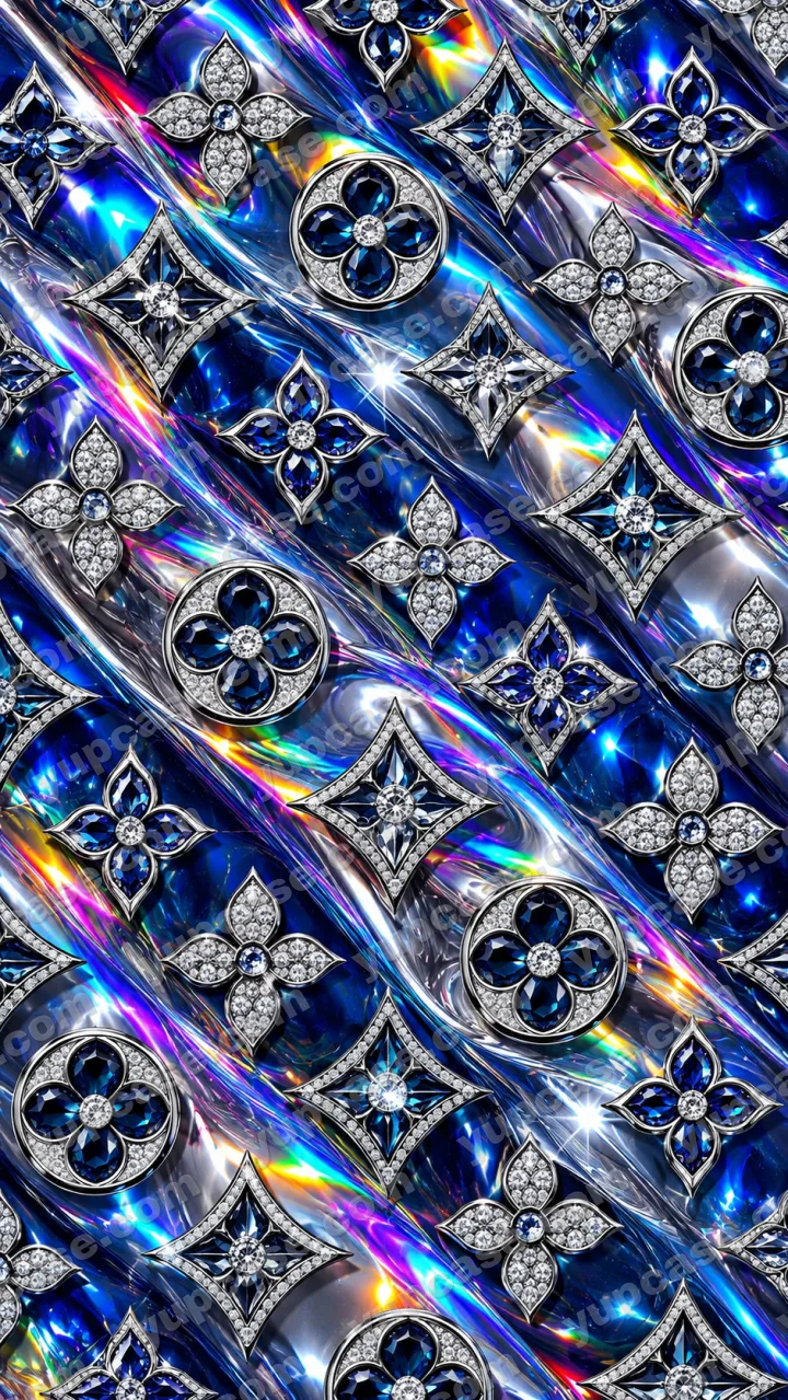 Sapphire Crystal – Lacivert Safir ve Gümüş Kristal Desenli Telefon Kılıfı telefon kılıfı