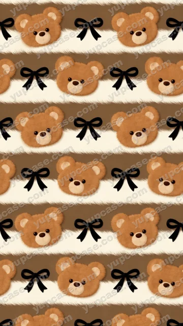 Teddy Bear Ribbon – Ayıcık ve Siyah Kurdele Desenli Telefon Kılıfı telefon kılıfı