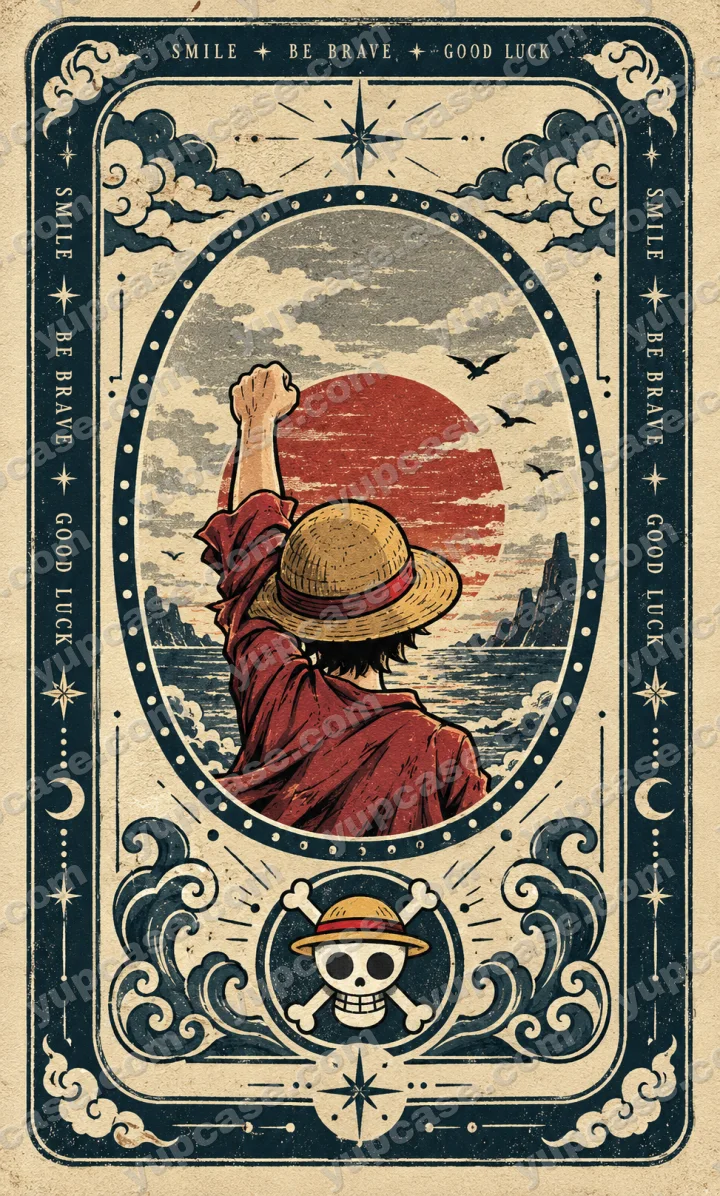 Vintage Hasır Şapka ve Dalga Desenli Telefon Kılıfı telefon kılıfı